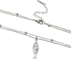 New for Arrival Trendy 2025 Christian Jesus Fish Pendant Necklaces for Women Double Layer Stainless Greek  Christian Religious Gift Jewelry Fashion Accessories Creative Gift