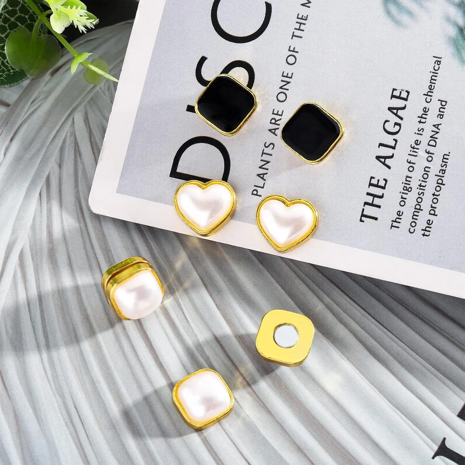 NEWITIN 9 Pairs Magnetic Stud Earrings for Women Clip on Earring Magnet Studs Inlaid Cubic Zirconia Pearl Stud Earring Fashion Non Piercing Magnetic Earrings for Women Men