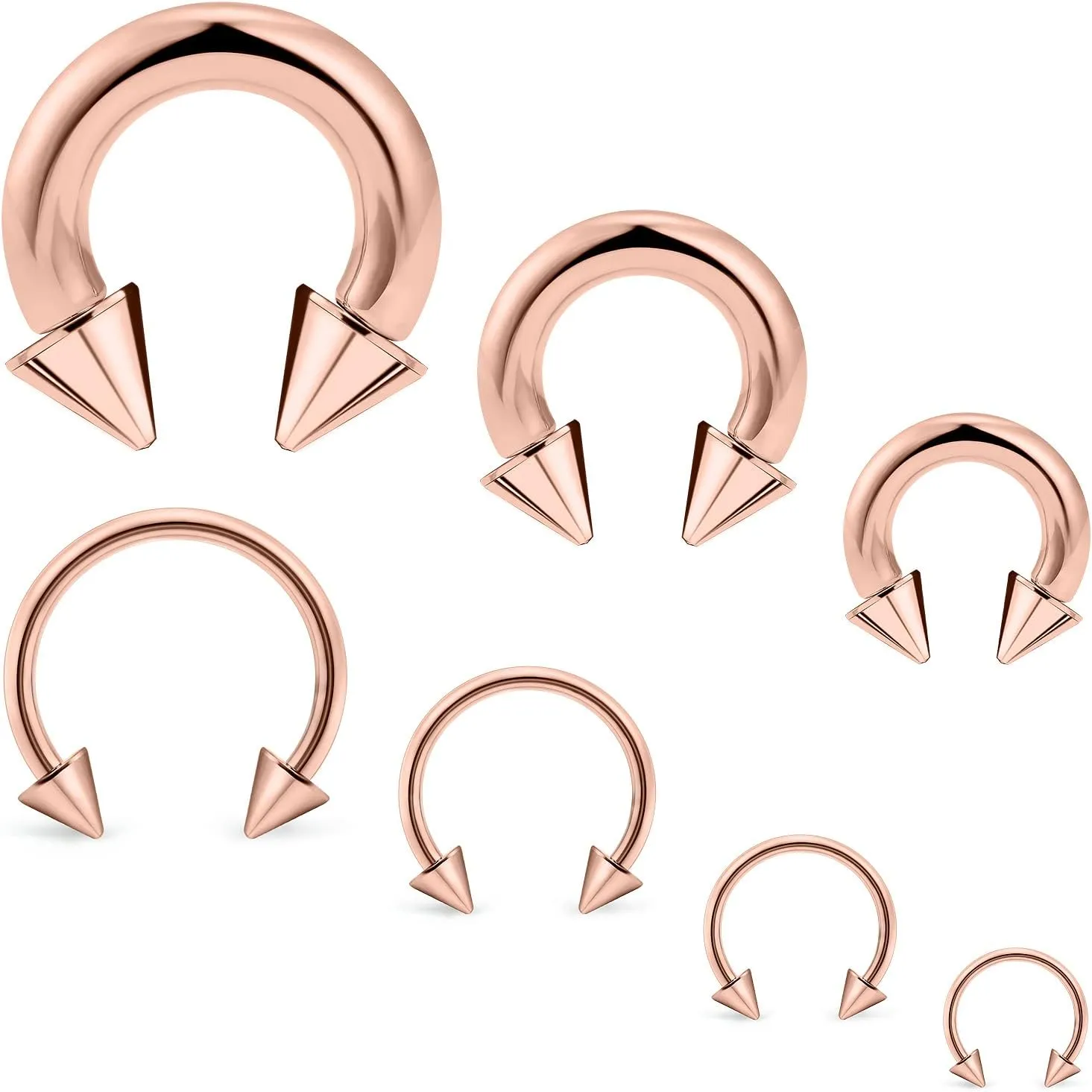 Ocptiy 0G 2G 4G 6G 8G 12G 14G 16G Septum Stretching Kit Surgical Steel Horseshoe Gauges Piercing Kit for Women Men
