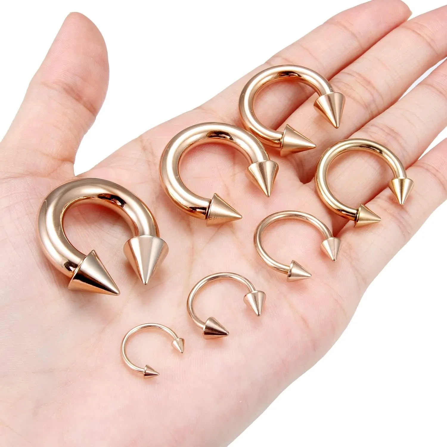 Ocptiy 0G 2G 4G 6G 8G 12G 14G 16G Septum Stretching Kit Surgical Steel Horseshoe Gauges Piercing Kit for Women Men