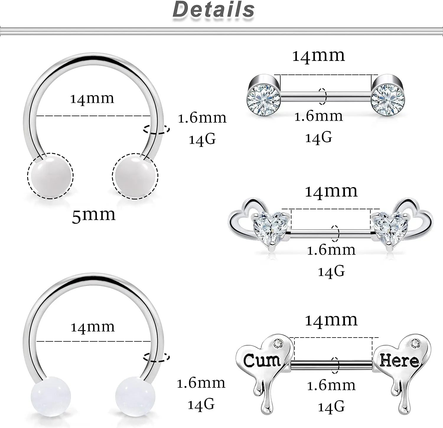 Ocptiy Purple Nipple Rings for Women 14G Surgical Steel Nipple Shield Barbell Ring Bar Nipplerings Body Piercing Jewelry for Women