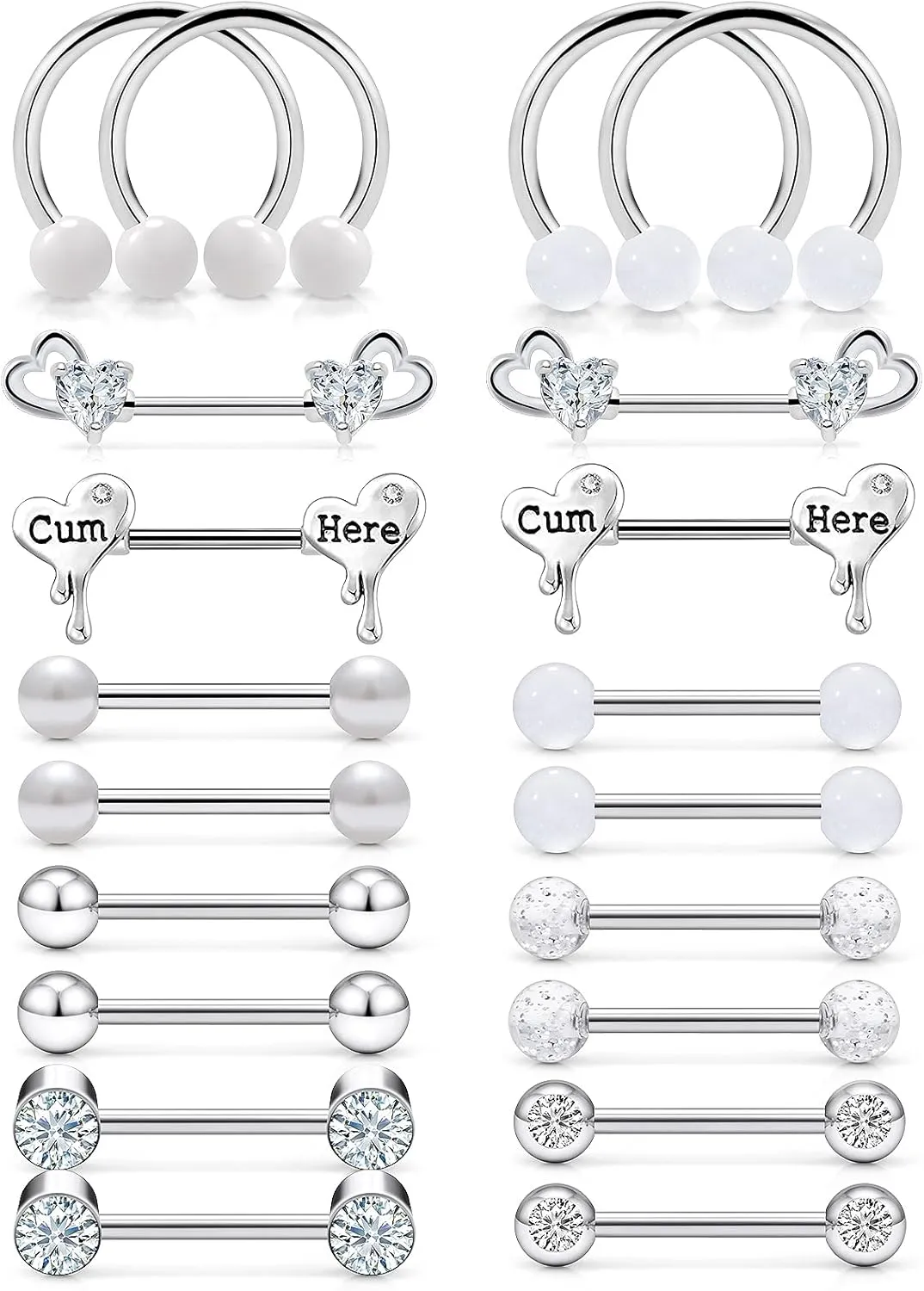 Ocptiy Purple Nipple Rings for Women 14G Surgical Steel Nipple Shield Barbell Ring Bar Nipplerings Body Piercing Jewelry for Women