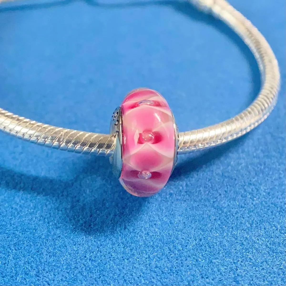 Original Murano Glass Charms for Pandora Bracelets, Authentic 925 Sterling Silver Charms for Bracelets, Murano Flowers Charms, Glass Beads fit Pandora Style Bracelet for Women