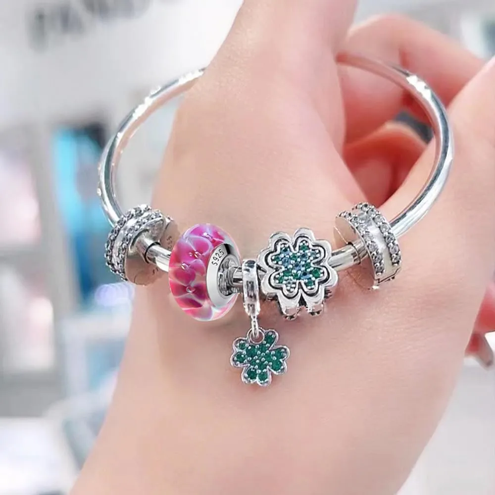 Original Murano Glass Charms for Pandora Bracelets, Authentic 925 Sterling Silver Charms for Bracelets, Murano Flowers Charms, Glass Beads fit Pandora Style Bracelet for Women