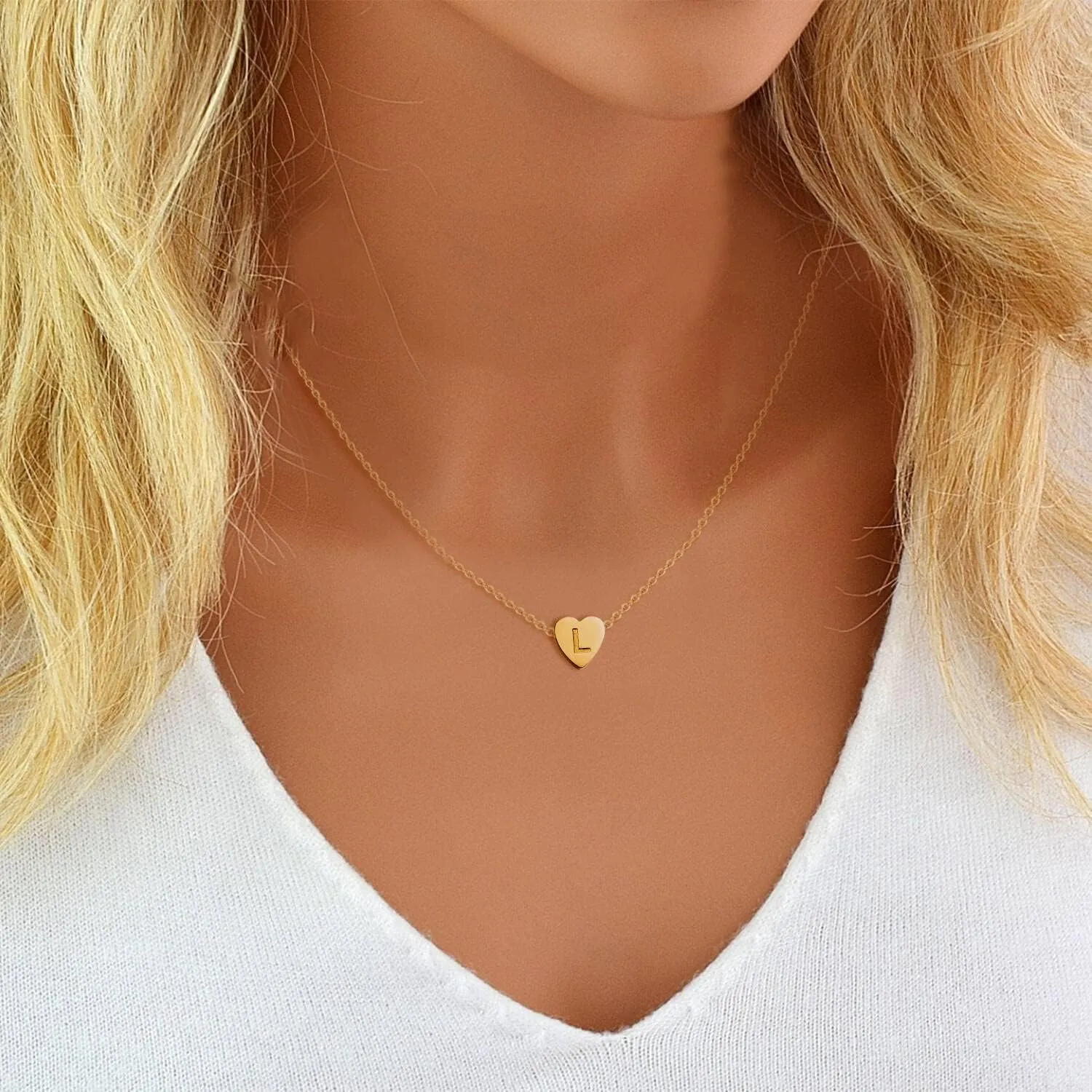 OSNIE Flower Girl A-Z Alphabet Pendant Necklace 14K Gold Plated Tiny Capital Letter Initial Heart Pendant Necklace Wedding Day Thank You for Being My Flower Girls Jewelry Gifts Proposal from Bride