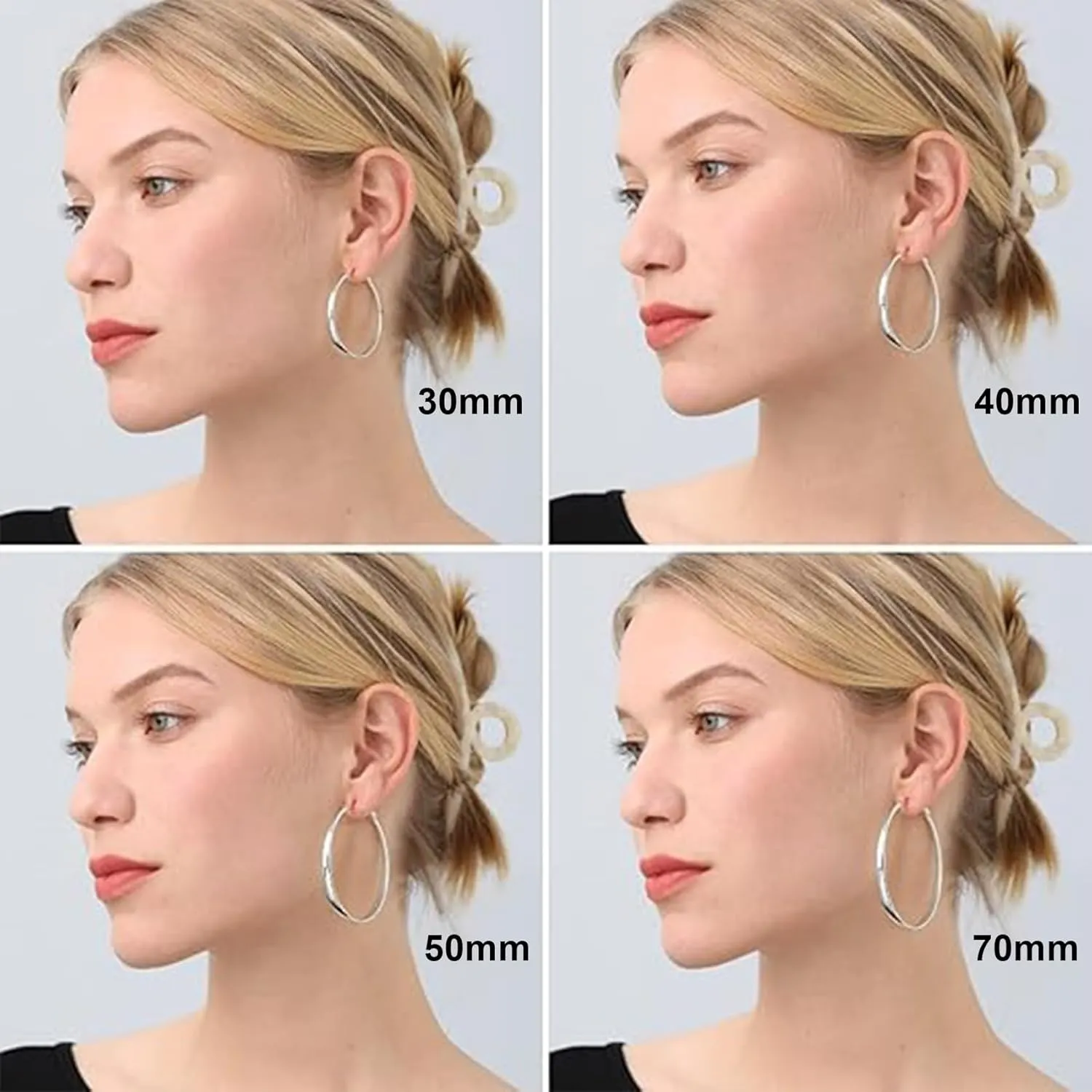 PABBEU Sterling Silver Hoop Earrings for Women - Large Hypoallergenic Thin Oversize Big Hoops - S925 Hypoallergenic