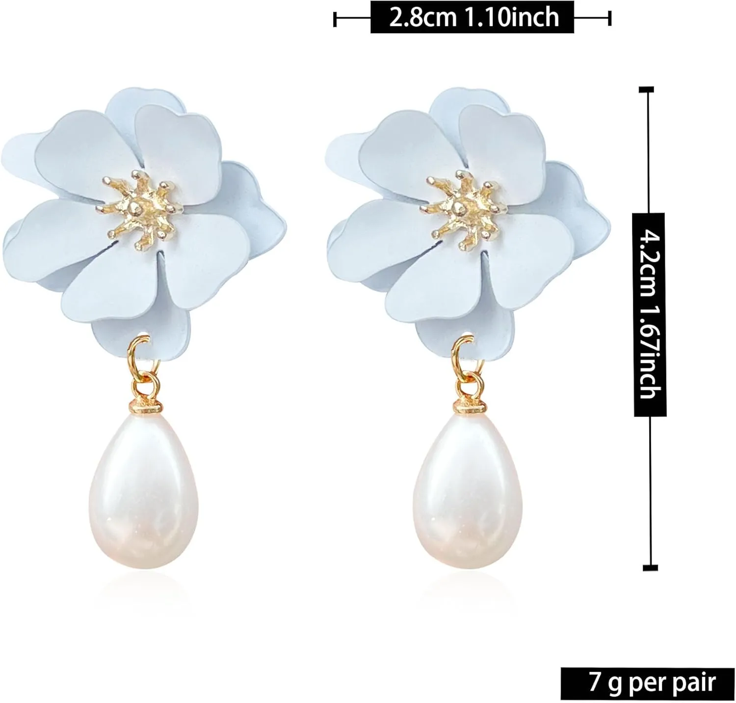 Pearl Bohemian Flower Earrings Floral Petal Flower Stud Earrings Jewelry for Women