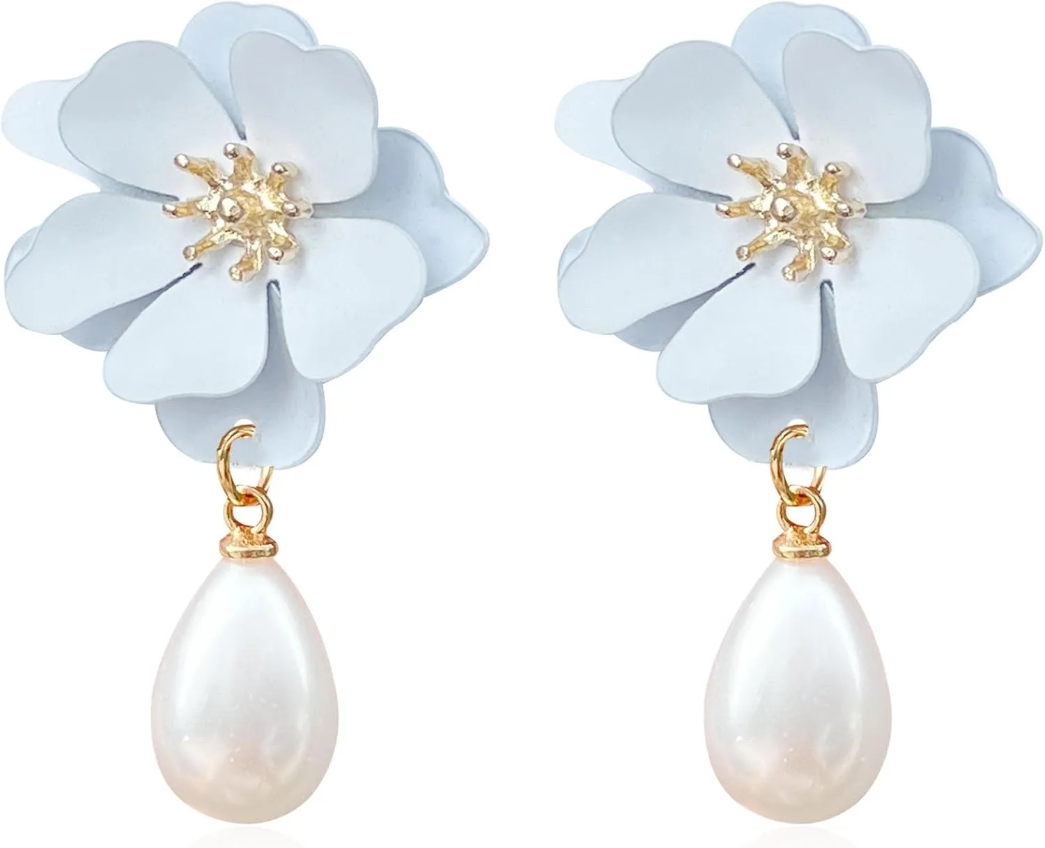 Pearl Bohemian Flower Earrings Floral Petal Flower Stud Earrings Jewelry for Women