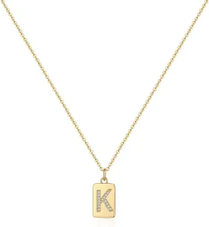 Pencros Gold Initial Necklaces for Women, 14K Gold Plated Letter Necklace Tiny A-Z Pendant Necklace Personalized Initial Tag Pendant Necklace for Women Trendy Gold Jewelry