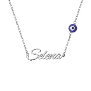 Personalized Name Necklace with Evil Eye for Women Custom Name Necklace 18K Gold Plated Protection Necklace Evil Eye Pendant Jewelry Gift For Girls (Evil Eye Necklace-01)