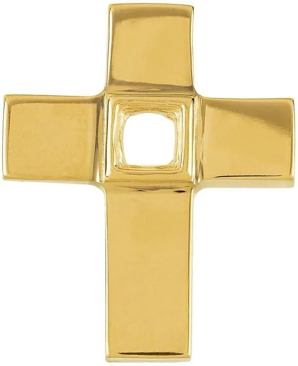 Platinum 4mm Square Shape Cabochon Cross Pendant Fine Jewelry for Women Gifts for Her (Mounting Only, Not All Stones Included)