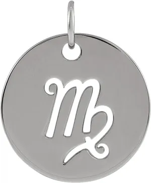 Platinum Virgo Zodiac Disc Pendant Fine Jewelry for Women Gifts for Her (16.5x13.8mm)