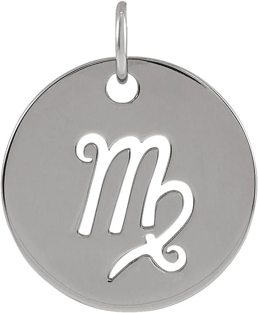Platinum Virgo Zodiac Disc Pendant Fine Jewelry for Women Gifts for Her (16.5x13.8mm)