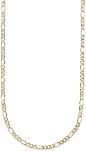 PORI JEWELERS 14K Yellow Gold 2.3mm Figaro Link Chain Necklace- Made In Italy- (Size 16" - 30")