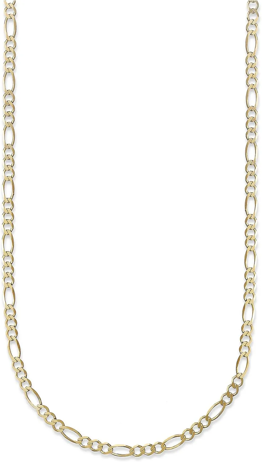 PORI JEWELERS 14K Yellow Gold 2.3mm Figaro Link Chain Necklace- Made In Italy- (Size 16" - 30")