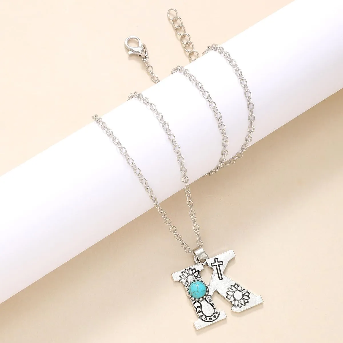 QqzsJewls Western Initial Necklace A-Z Letter Pendant Necklace Exaggeration Boho Statement Necklace for Women
