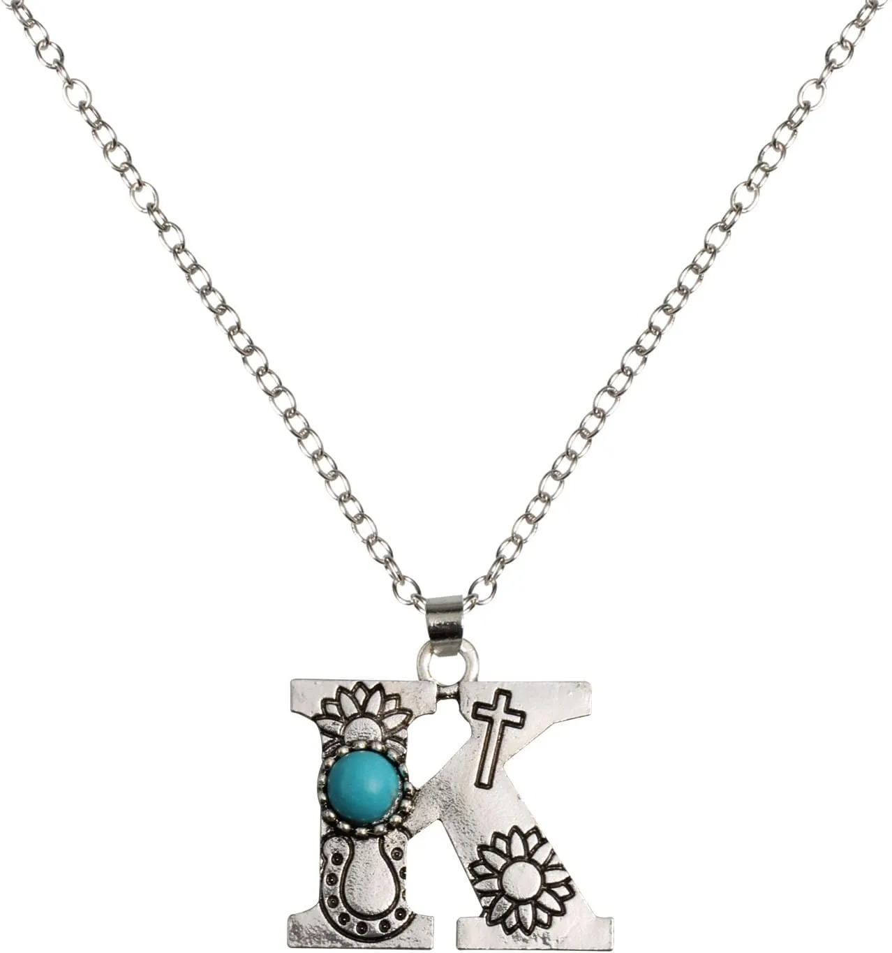QqzsJewls Western Initial Necklace A-Z Letter Pendant Necklace Exaggeration Boho Statement Necklace for Women