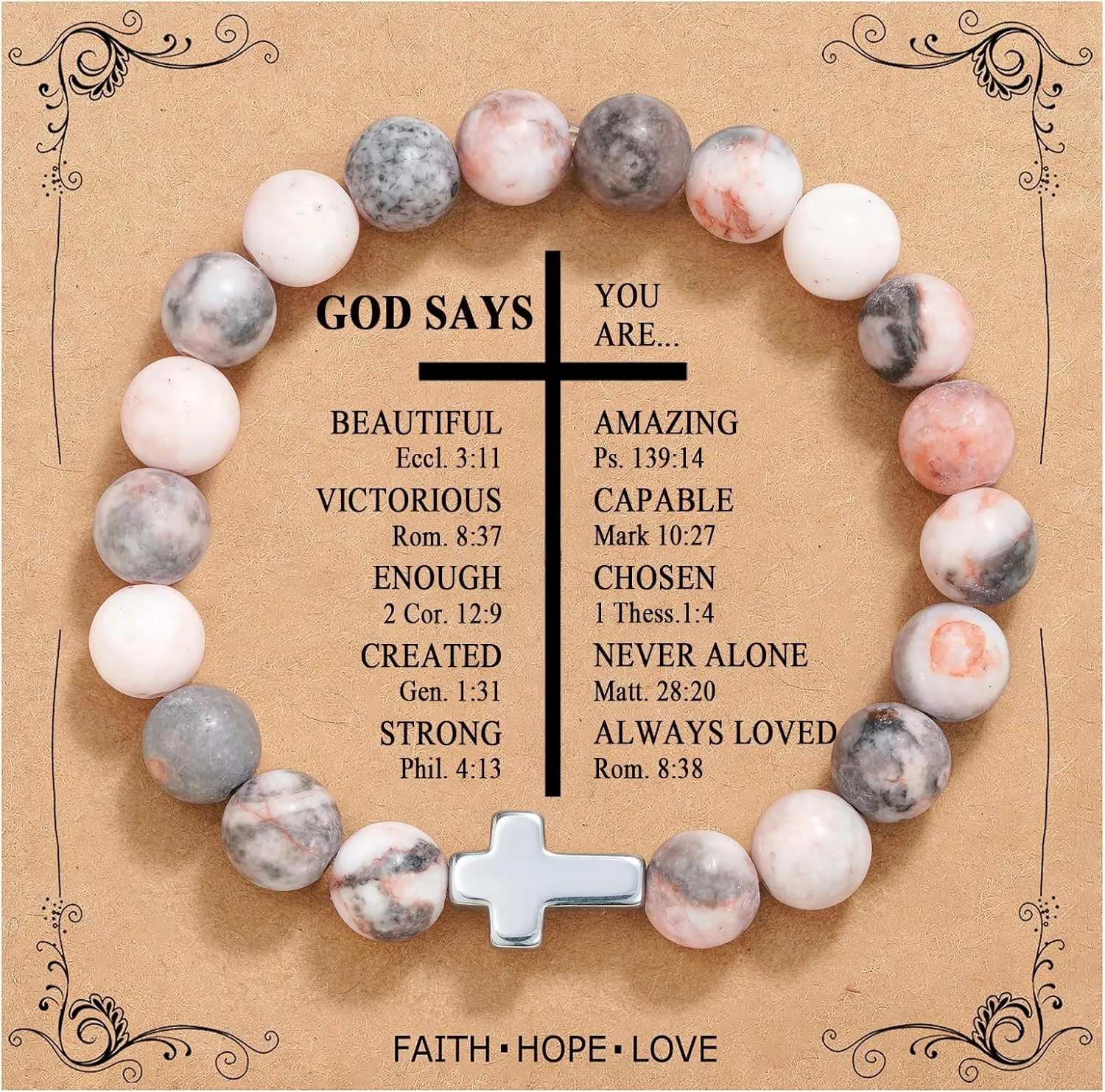 QWNHONEY Christian Gifts for Women Cross Beads Bracelet Catholic Religious Jewelry Mothers Day Birthday Christmas Gifts for Women Mother Daughter Sister Girlfriend Grandma Wife