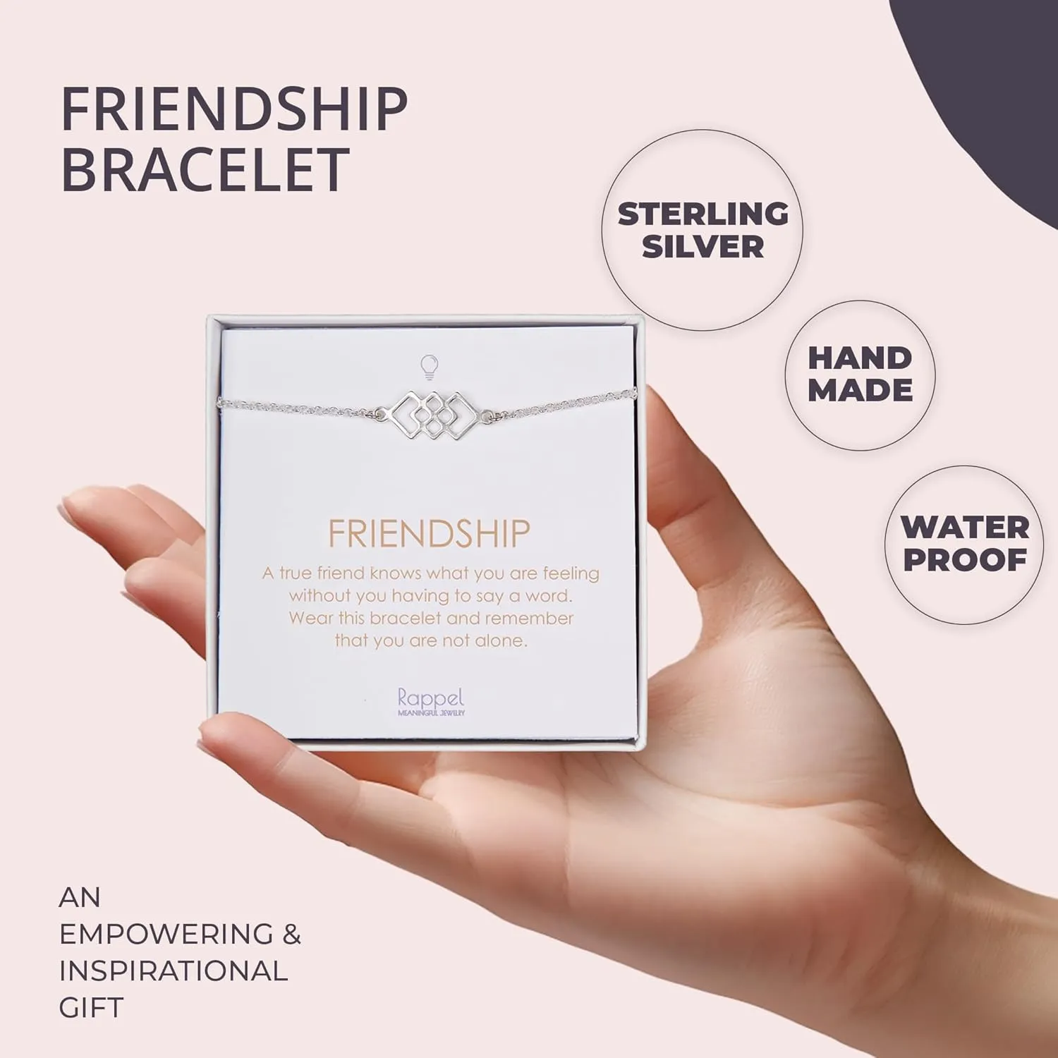 Rappel Inspirational Bracelets for Women, Sterling Silver Bracelet For Women, Inspirational Gifts She Will Never Forget