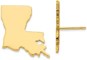 Real 925 Sterling Silver Yellow Gold-Plated LA Large State Studs Earring