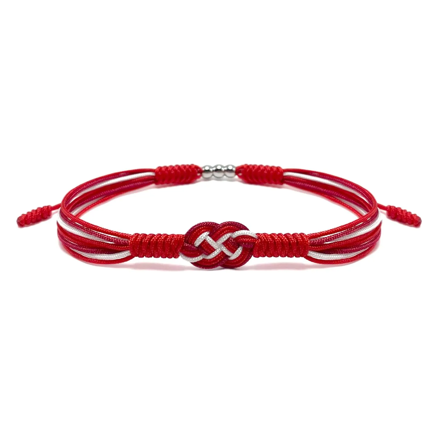 Red and White Infinity Multiple Bracelet, Surfer String Thread Inspirational Luck Protection Kabbalah Adjustable for Men, Women, Friendship (Red and White)