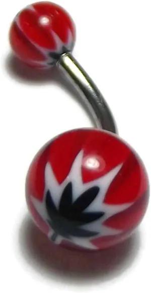 Red Design Navel Ring Body Jewelry
