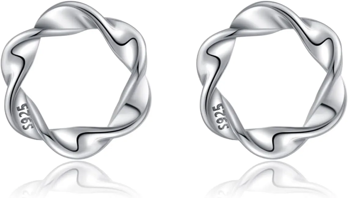 Reffeer Solid 925 Sterling Silver Circle Stud Earrings for Women Teens Minimalist Open Stud Earrings Hollow Stud Earrings