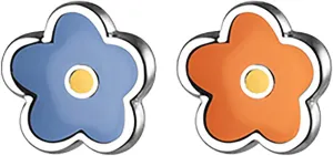 Reffeer Solid 925 Sterling Silver Cute Flower Earrings Studs for Teens Small Color Flower Studs Earrings Hypoallergenic