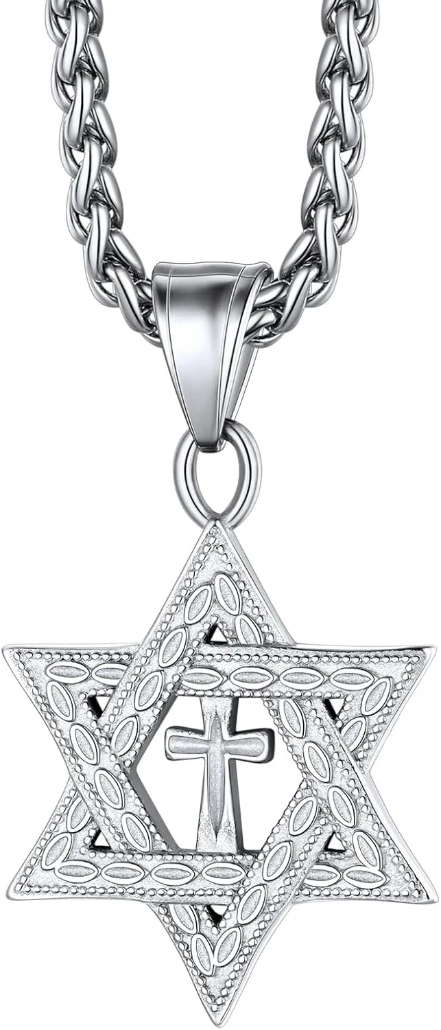 Richsteel Star of David Necklaces for Women Mens Stainless Steel/18K Gold Plated Hexagram Pendant Jewish Israel Jewelry