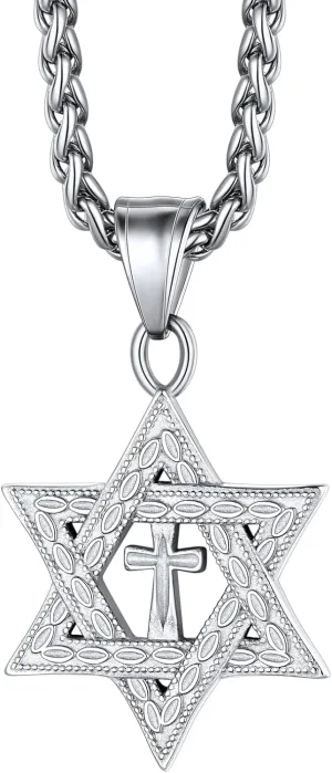 Richsteel Star of David Necklaces for Women Mens Stainless Steel/18K Gold Plated Hexagram Pendant Jewish Israel Jewelry