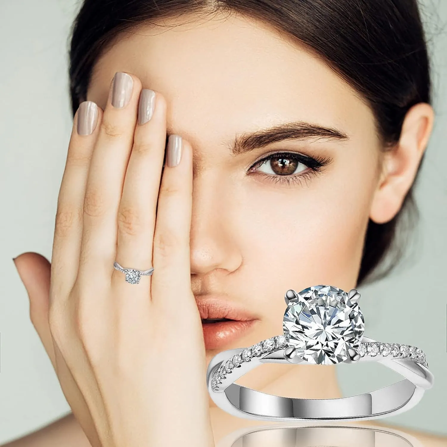 Ring Stack Jewelry GoldSilver Ring 5-11 Wedding Rings White Rhinestone Women Size 925 Rings Couples Dinosaur Rings (Silver, 9)