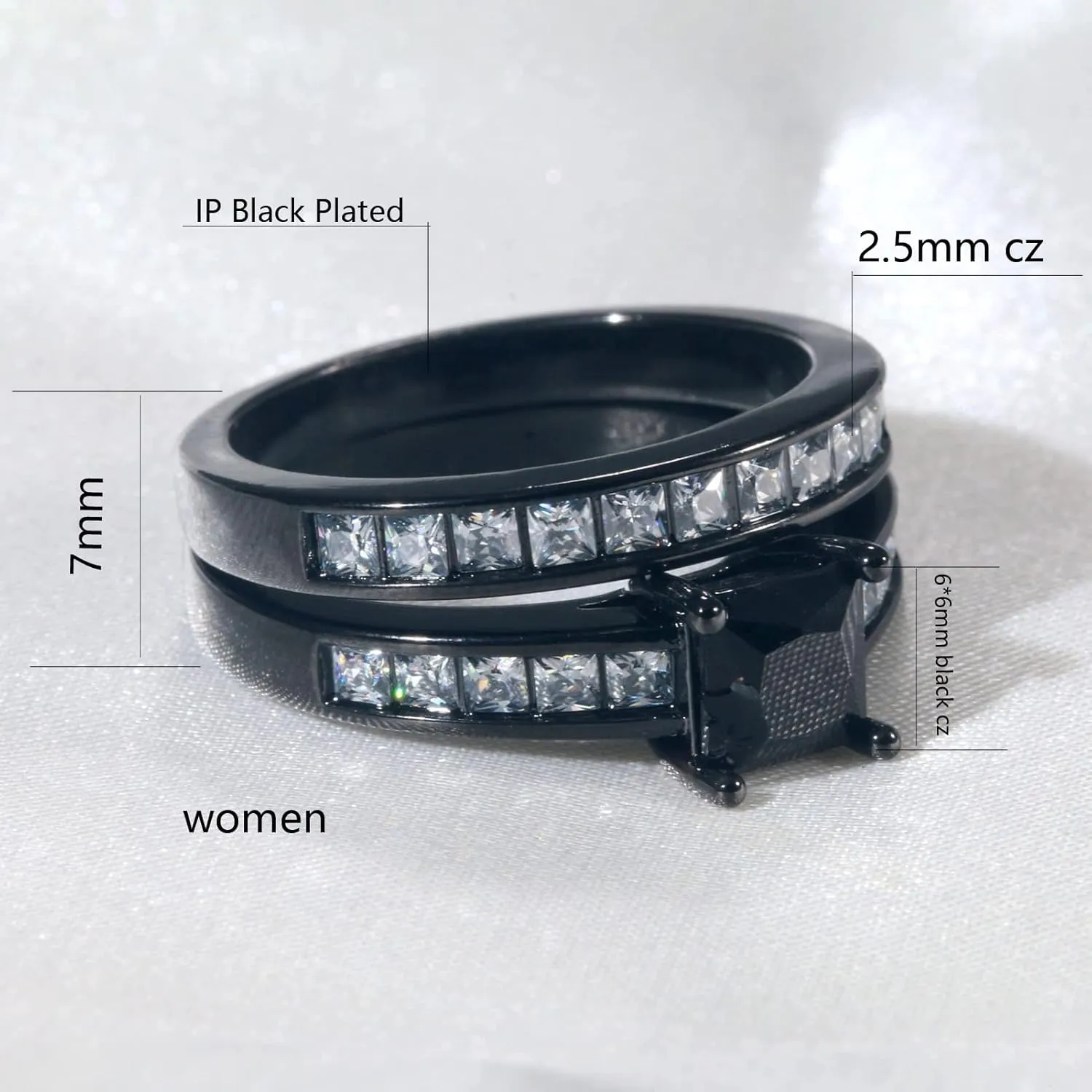 ringheart Wedding Ring Sets for Him and Her Couple Rings Black Matching Ring His Her Ring Sets Titanium Wedding Bands
