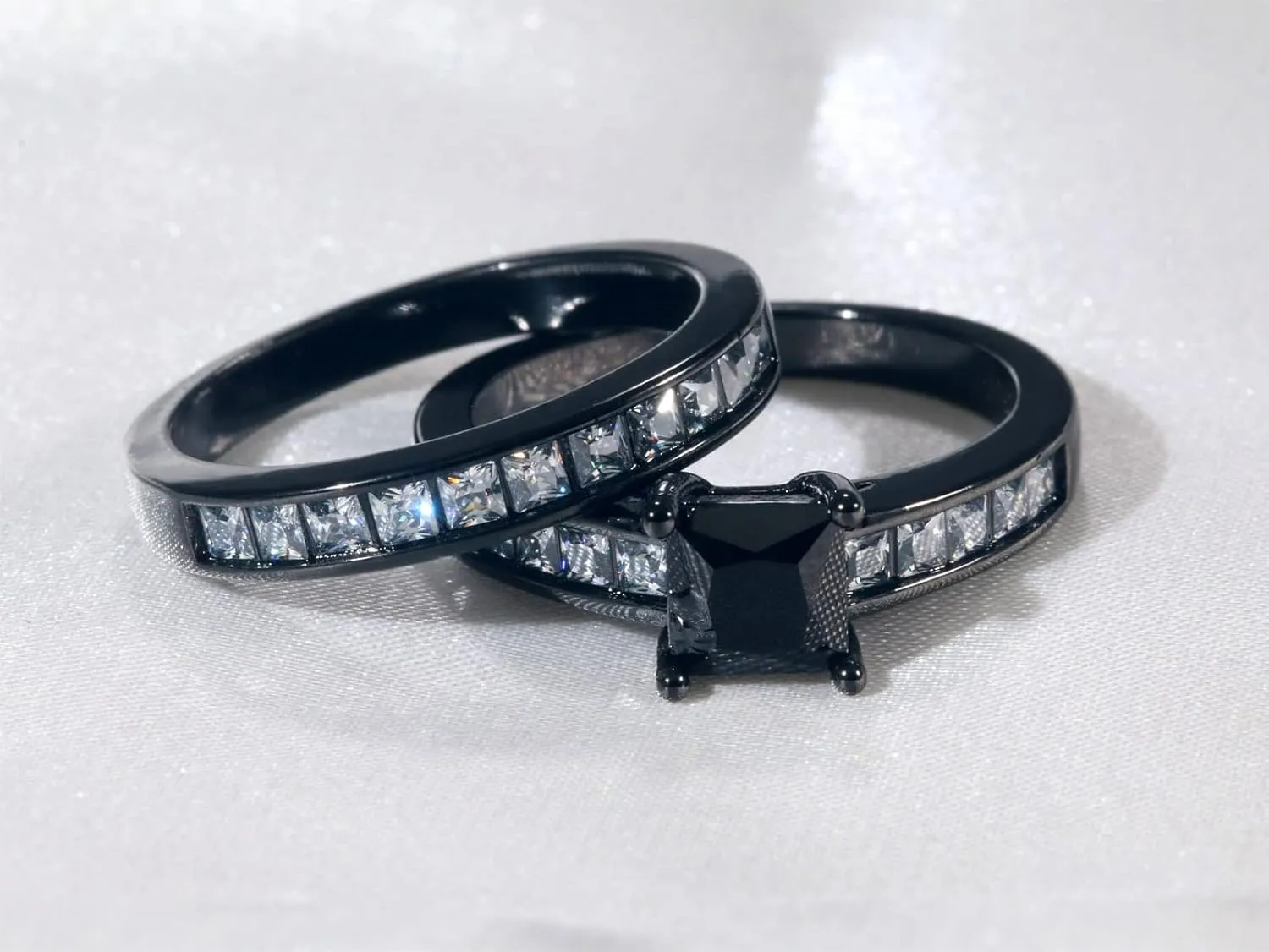 ringheart Wedding Ring Sets for Him and Her Couple Rings Black Matching Ring His Her Ring Sets Titanium Wedding Bands