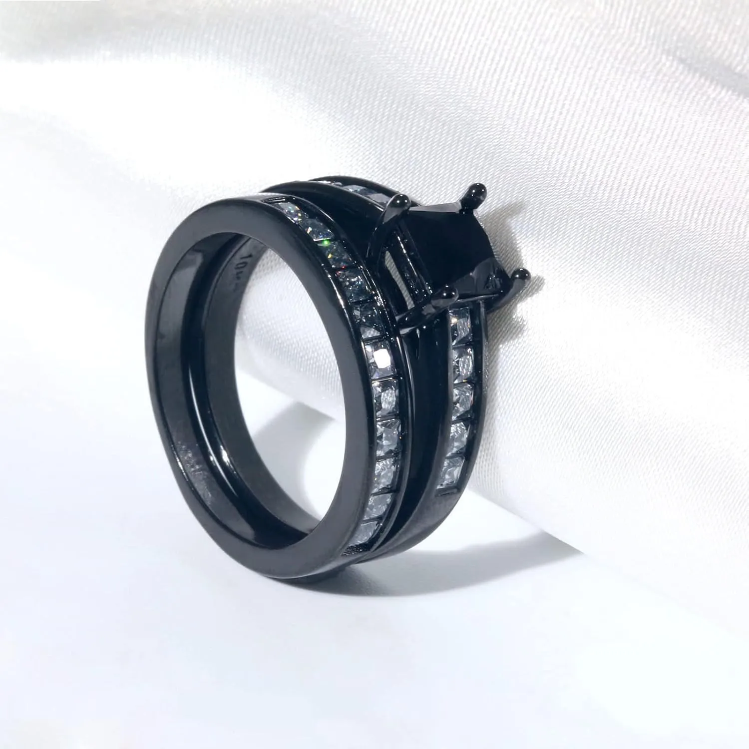ringheart Wedding Ring Sets for Him and Her Couple Rings Black Matching Ring His Her Ring Sets Titanium Wedding Bands
