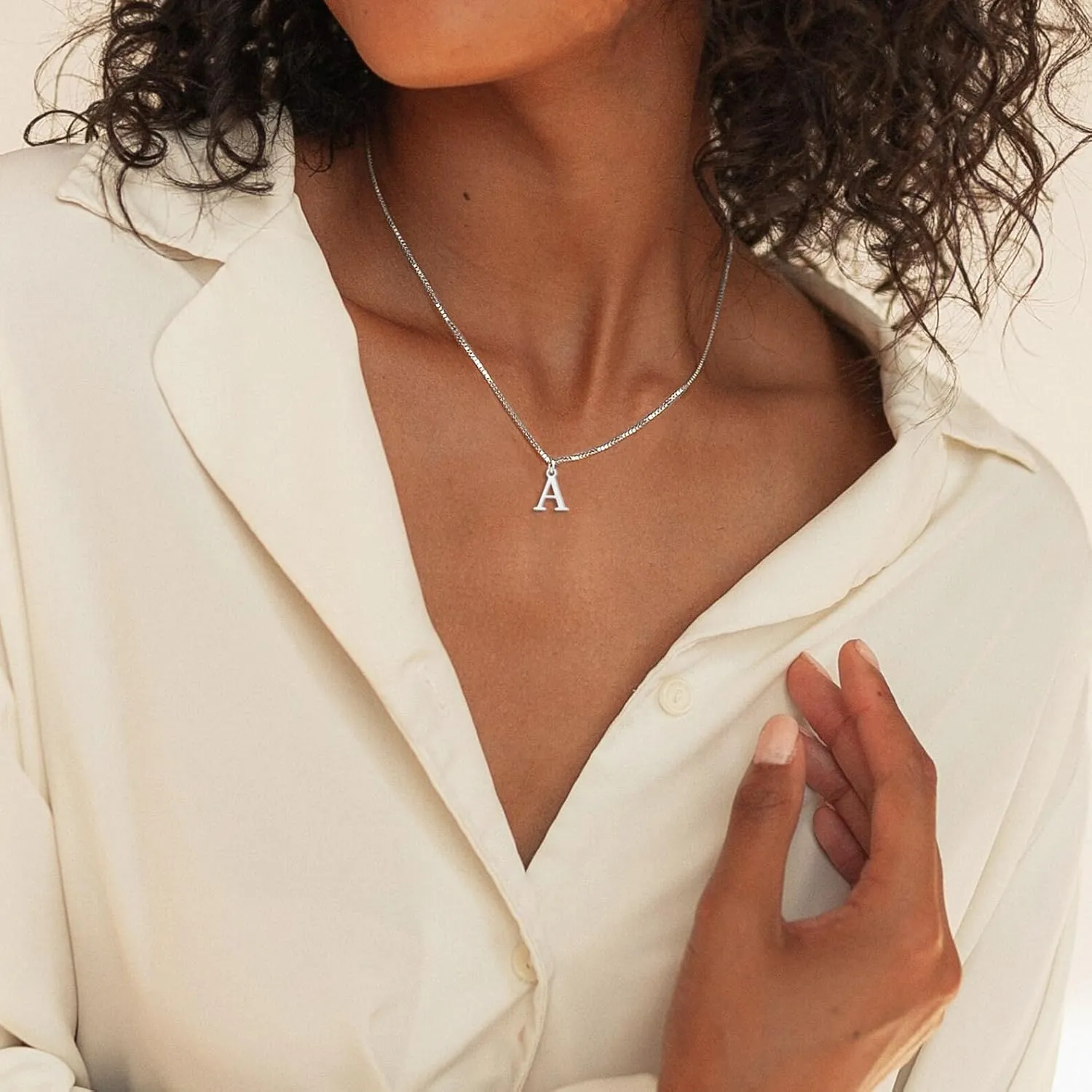 RLMOON Gold/Silver Initial Necklaces for Women 14K Gold Plated Dainty Letter Necklace Tiny Silver Initial Pendant Name Necklace A-Z Personalized Gift Trendy Jewelry