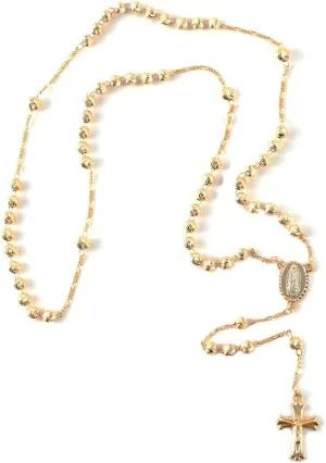 Rosary Necklace - Lariat Cross Necklace in Goldtone - Fashion Rosary Bead Necklaces - 26" Chain Length Catholic Faith Christian Religious Birthday Jewelry Birthday Gifts for Women