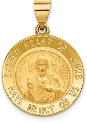 Roy Rose Jewelry 14K Yellow Gold Sacred Heart of Jesus Medal Round Pendant