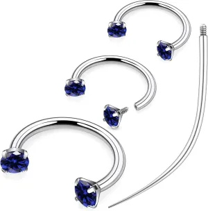 Ruifan ASTM F136 Titanium Horseshoe Nose Ring 16G Cubic Zircon Septum Rings Piercing Jewelry Internally Threaded Cartilage Conch Helix Rook Tragus Lip Earring Hoop Eyebrow For Women Men 8mm 10mm 12mm