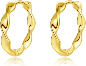S925 Sterling Silver Huggie Earrings for Women Minimalist Hoops Earrings Hypoallergenic for Women Vintage Twisted Hoop Earrings Birthday Party Jewelry