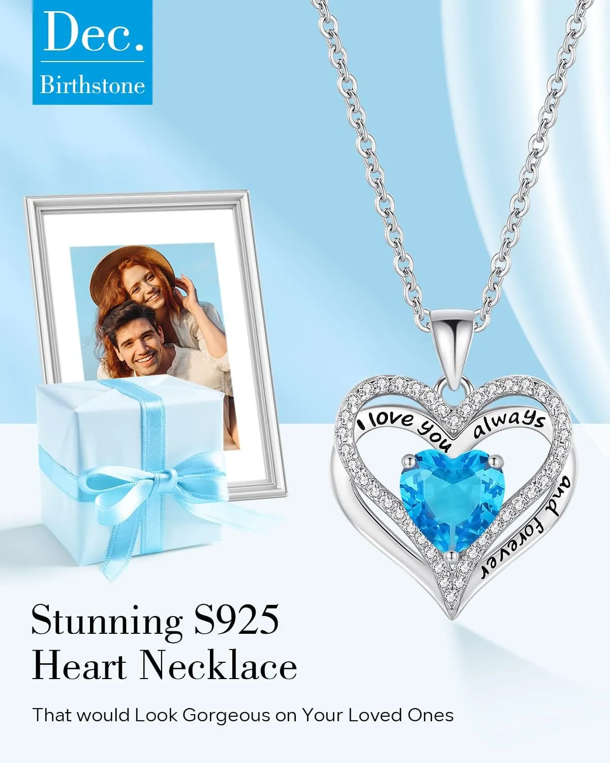 S925 Sterling Silver Necklace for Women, Wife Jewelry Rose Gold, Mom Birthday Valentines Mothers Day Gifts, Girlfriend Necklaces, Daughter Heart Jewel, Anniversary for Her