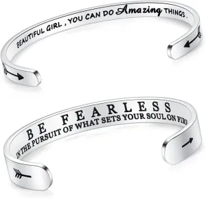 SAM & LORI Set of 2 Bracelets for Women Teens-Beautiful Girl - Be Fearless