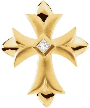 Semi-Polished Platinum Square Shape Cross Pendant Fine Jewelry for Women Gifts for Her (Mounting Only, Not All Stones Included)