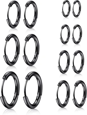 Silver Gold Black Stud Earrings Set 7Pairs Hypoallergenic Cubic Zirconia Titanium Stainless Steel Silver Rose Gold Black CZ Cartilage Stud Earrings Jewelry Sets for Women Men, 2-8mm CZ Studs Earrings