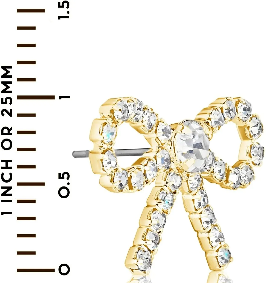 Simulated Diamond Bow Stud Earrings for Women - Small Sparkly Cubic Zirconia Studs, Hypoallergenic and Safe for Sensitive Ears