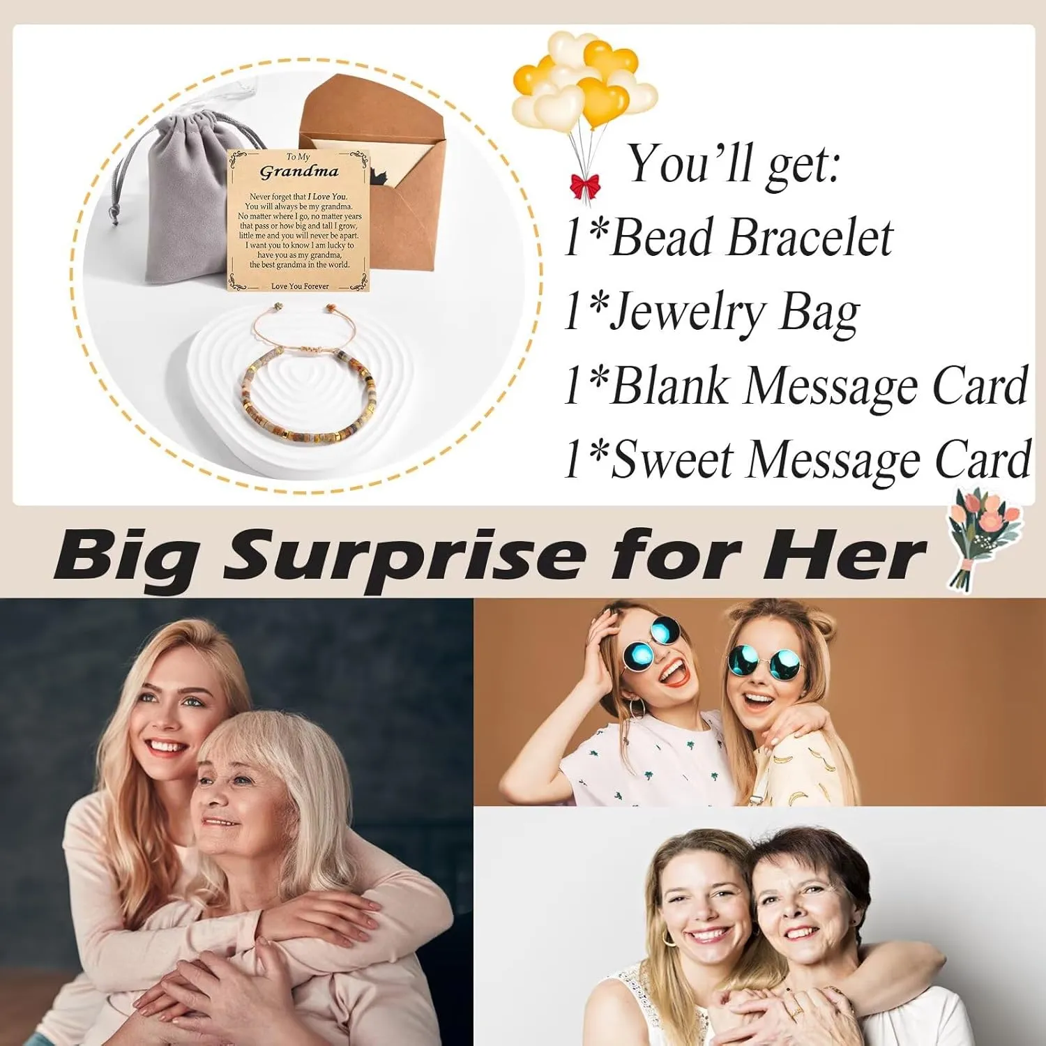 Sister-In-Law, Daughter-In-Law, Bonus Daughter, Grandma, Mimi, Nana, Aunt Gifts Beaded Bracelets for Women Mothers Day Birthday Christmas Gifts