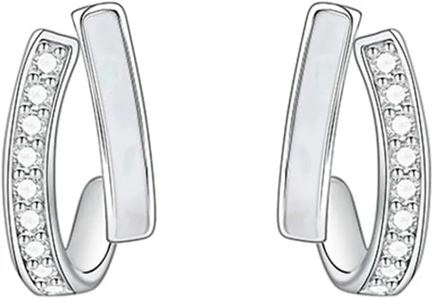 SLUYNZ 925 Sterling Silver CZ Hoop Earrings for Women Teens Open Hoop Earrings Huggie Studs
