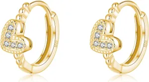 SLUYNZ 925 Sterling Silver CZ Love Hoop Earrings for Women Teens Small Heart Huggie Earrings