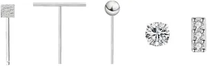 SLUYNZ 925 Sterling Silver Tiny CZ Cartilage Earrings Set for Women Minimalist Studs Tragus Post Pin Ball Studs Bar Earrings