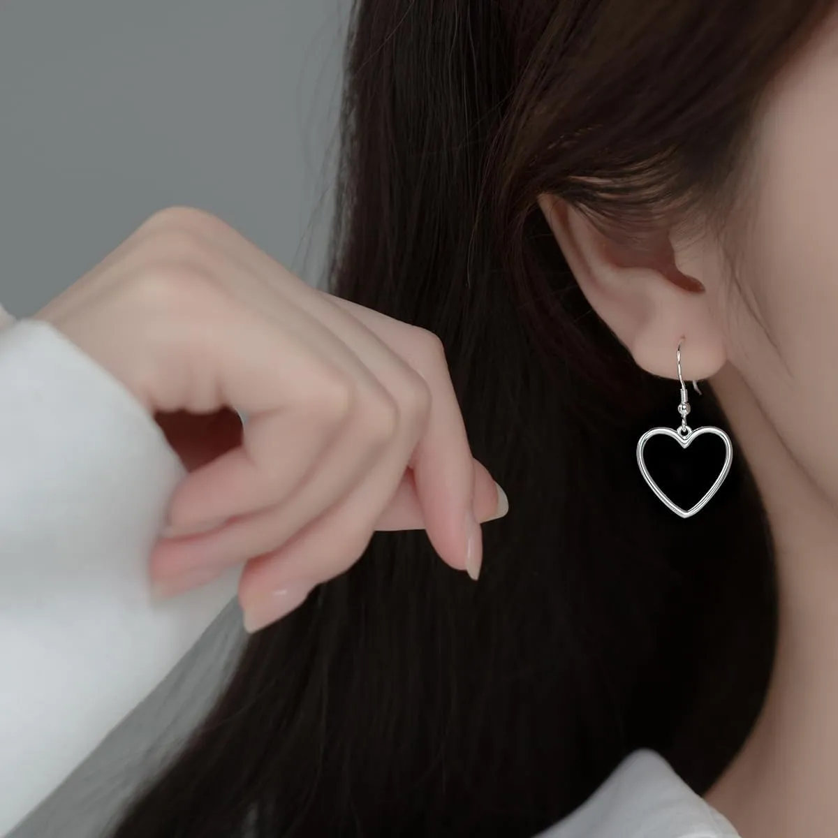 SLUYNZ Solid 925 Sterling Silver 1.8CM Hollow Heart Drop Earrings for Women Teens Sweet Love Dangle Earrings