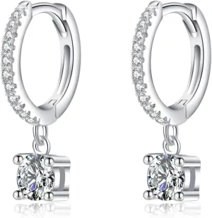 SLUYNZ Solid 925 Sterling Silver CZ Hoop Earrings for Women Teens Small CZ Hoop Earrings Huggie Drop